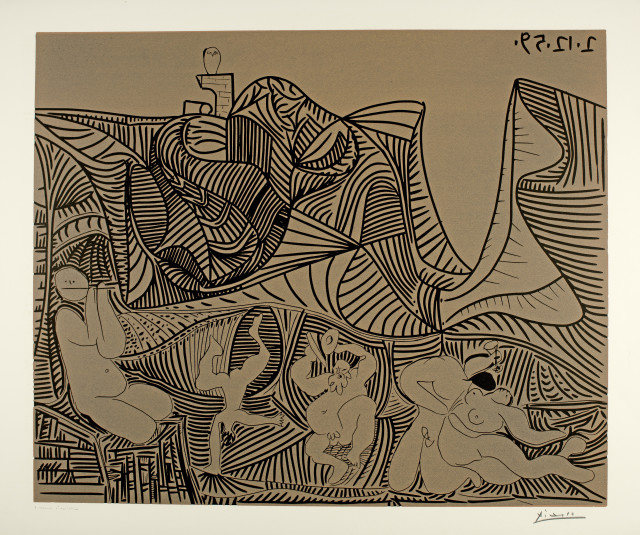 Pablo Picasso  : Bacchanale au hibou , Cannes, 2 December 1959