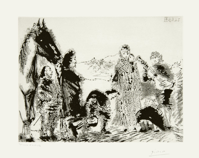 Pablo Picasso  : Variation sur le thème de Don Quichotte et  ..., Mougins, 2 June 1968