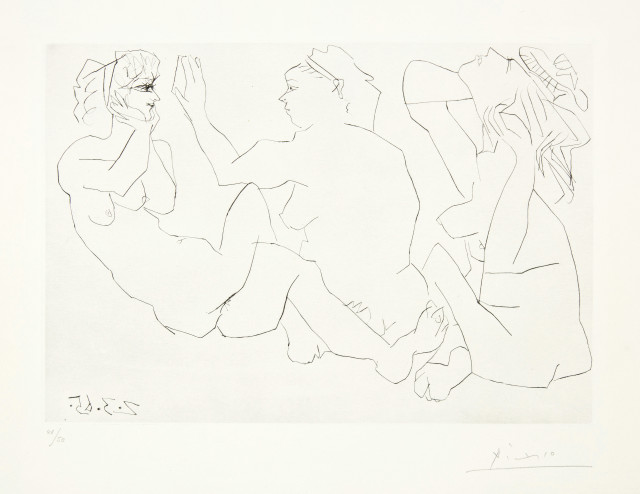 Pablo Picasso : Trois femmes, Mougins, 2 March 1965