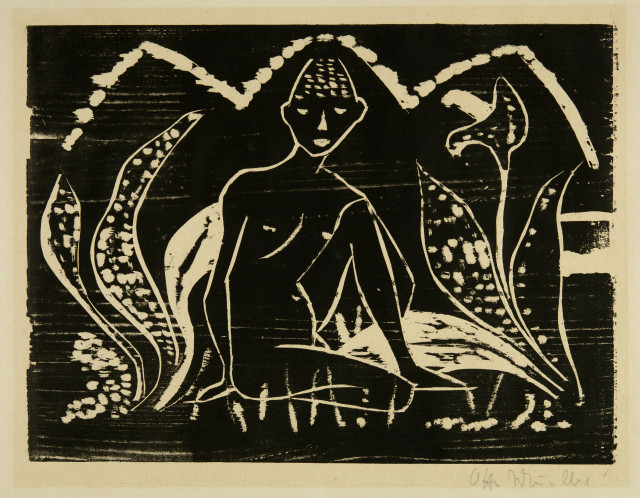 Otto Mueller : Knabe zwischen Blattpflanzen, 1912