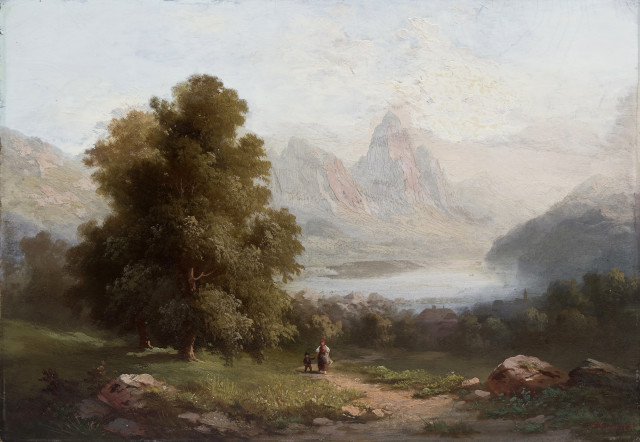 Ferdinand Sommer  : Landschaft am Vierwaldstättersee ,  