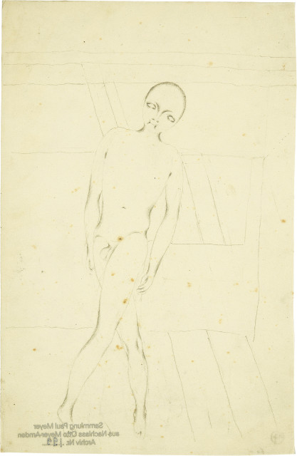 Otto Meyer-Amden : Stehender Knabenakt mit überkreuzten Beinen ..., 1913-1917