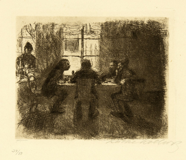 Käthe Kollwitz : Vier Männer in der Kneipe, 1892-1897