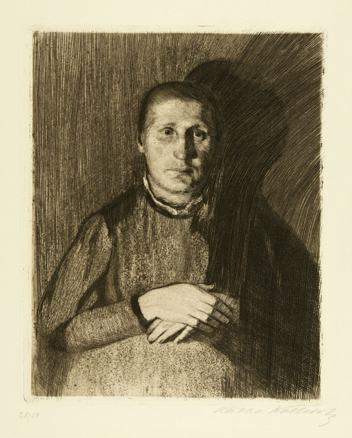 Käthe Kollwitz : Frau mit übereinandergelegten Händen, 1898-1899