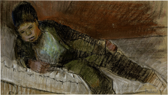 Werner Neuhaus : Liegender Knabe, Around 1920