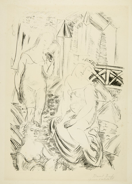 Raoul Dufy : Trois bagneuses devant le Port de Sainte-..., Around 1920-1926