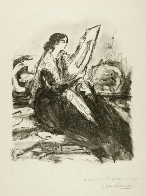 Pierre Laprade : Femme regardant une estampe, 1920