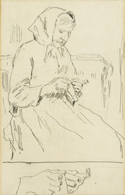 Albert Anker :  Strickende Bäuerin und Handstudien / ...,  