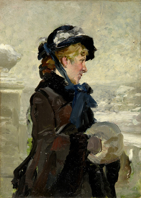 François-Adolphe Grison : Jeune femme au manchon (L'hiver),  
