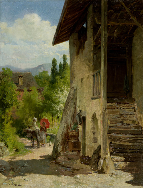 François-Adolphe Grison  : La promenade à dos d'ane ,  