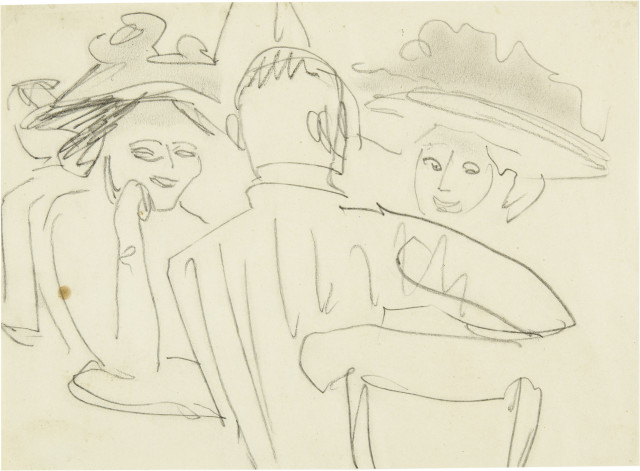 Ernst Ludwig Kirchner : Unterhaltung im Café, Around 1910