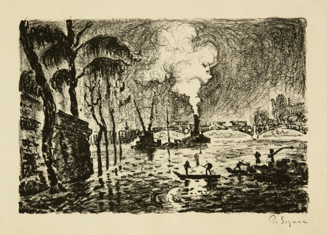 Paul Signac  : La Seine en crue, en 1910 - Le Pont des Arts , 1923