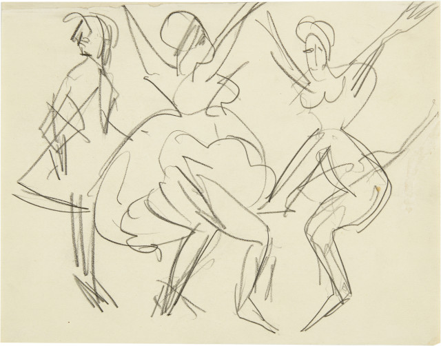 Ernst Ludwig Kirchner : Drei Tänzerinnen im Variété, Around 1910