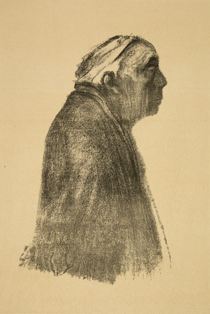 Käthe Kollwitz : Selbstbildnis im Profil nach rechts, 1938 ?