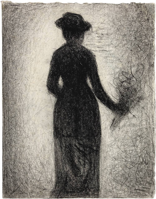 Georges Seurat  : Dame au bouquet, de dos , Circa 1882