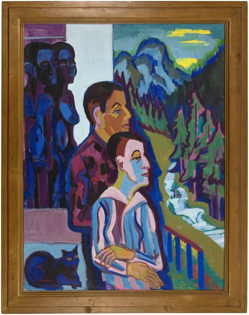 Ernst Ludwig Kirchner  : Vor Sonnenaufgang (Paar auf dem Balkon) , 1927