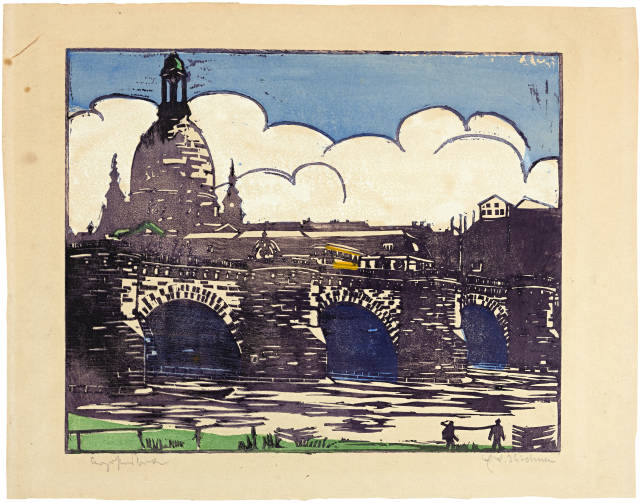 Ernst Ludwig Kirchner  : Augustusbrücke mit Frauenkirche, Dresden , 1905 