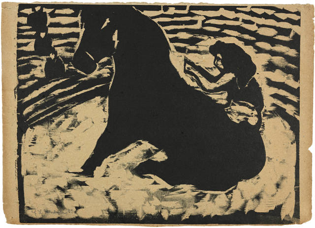 Ernst Ludwig Kirchner  : Zirkusreiterin – Artistin auf schwarzem  ..., 1909 