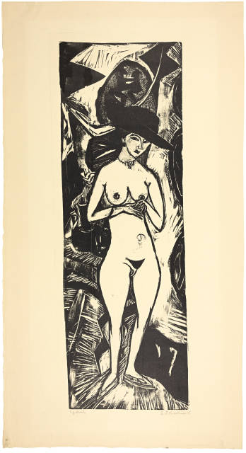 Ernst Ludwig Kirchner  : Akt mit schwarzem Hut , 1912