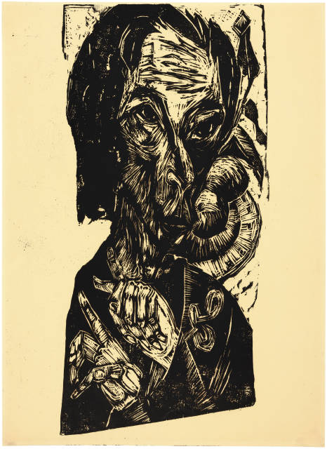 Ernst Ludwig Kirchner  : Kopf des Kranken (Selbstporträt als Kranker) ..., 1917-1918 