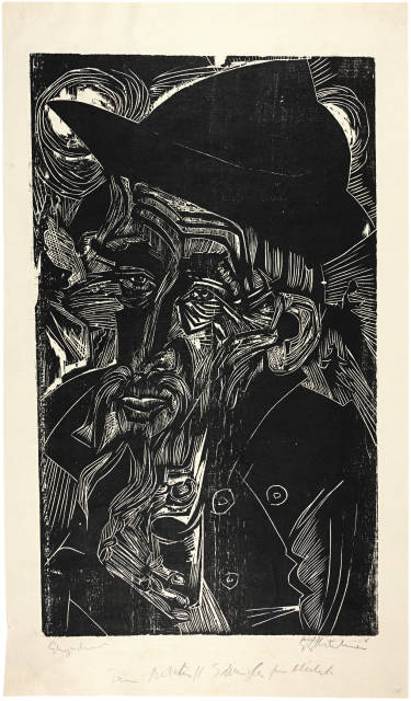Ernst Ludwig Kirchner  : Alter bärtiger Älpler in schwarzem Hut -  ..., 1919 