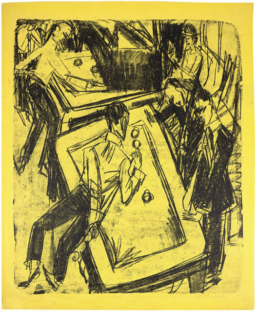 Ernst Ludwig Kirchner  : Billardsaal mit Spieler von hinten , 1915 