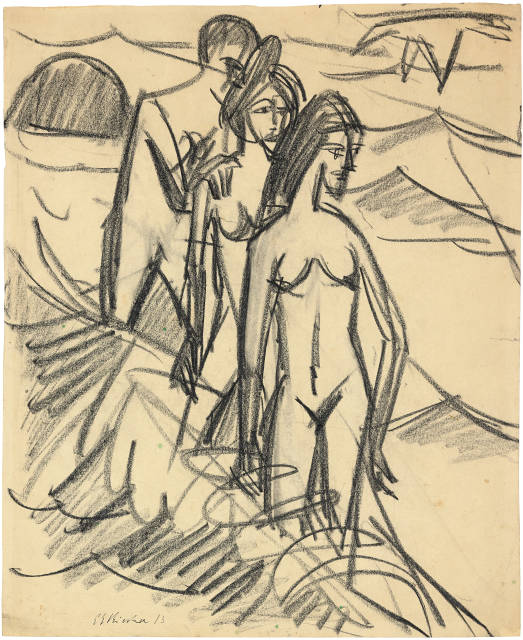 Ernst Ludwig Kirchner  : Drei Badende in der Welle , 1913 