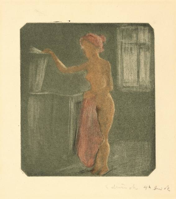 Edvard Munch  : Nude Standing in an Interior - Stehender Akt  ..., 1896