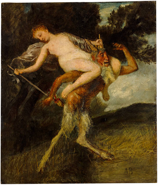 Arnold Böcklin  : Nymphe auf den Schultern Pans , 1874