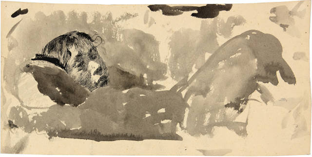 Käthe Kollwitz  : Lise, die Schwester der Künstlerin, im Bett , Circa 1890