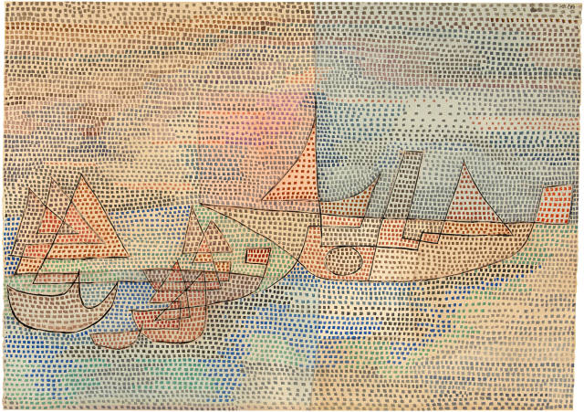 Paul Klee  : Dampfer und Segelboote, am frühen Morgen , 1931- work number 1931.197 (T 17)