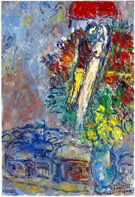 Marc Chagall : Les mariés dans le grand bouquet, Paris 1964