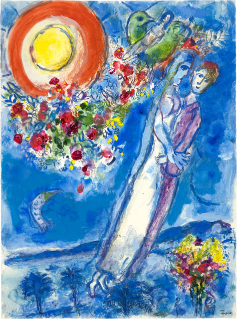 Marc Chagall  : Variante de la gouache préparatoire pour la  ..., 1960