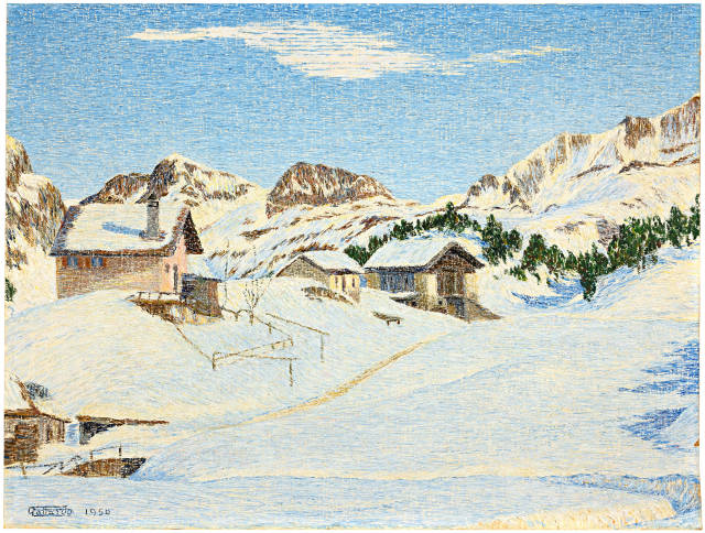 Gottardo Segantini  : Engadiner Winterlandschaft , 1950