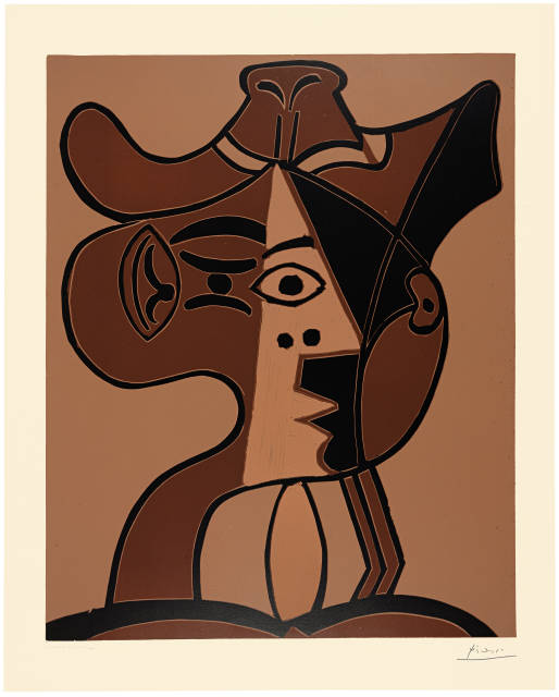 Pablo Picasso : Grande tête de femme au chapeau, Mougins, 9 February 1962
