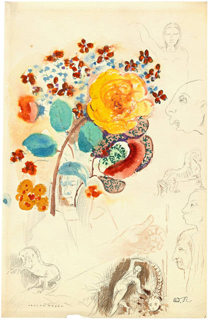 Odilon Redon : Feuille d’études - Bouquet - Studienblatt ..., After 1900