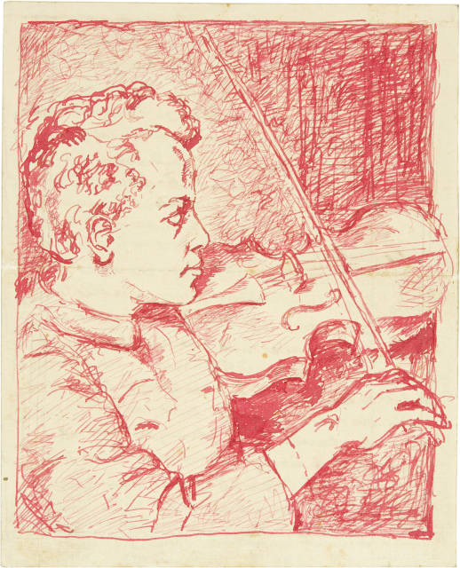 Alberto Giacometti  : Jugendlicher Violinspieler - Bruder Bruno  ..., Spring 1918