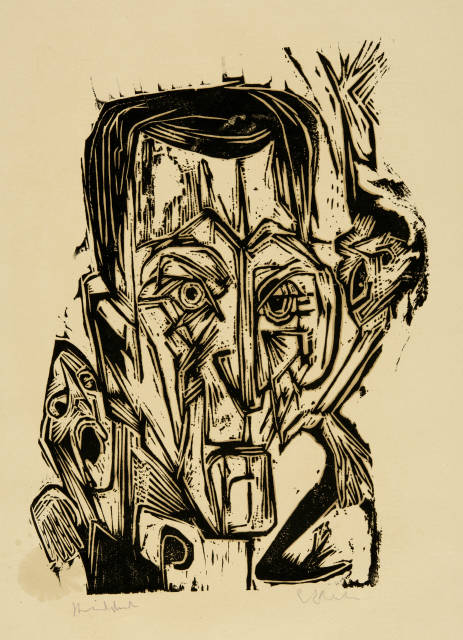 Ernst Ludwig Kirchner : Kopf Dichter Leonhard Frank II - Frank mit ..., 1917