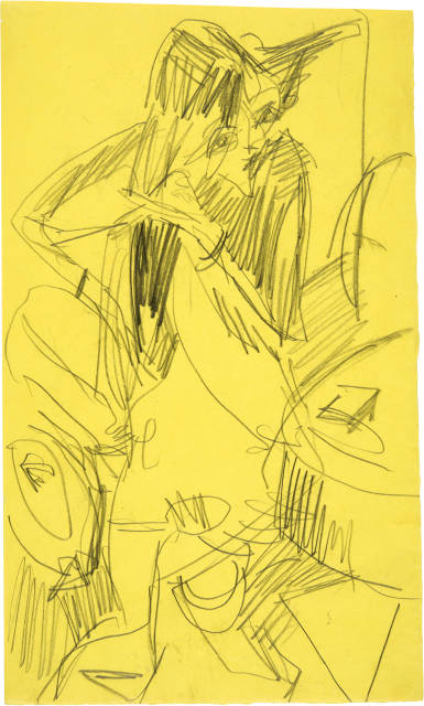 Ernst Ludwig Kirchner  : Sich kämmender Akt , 1913 