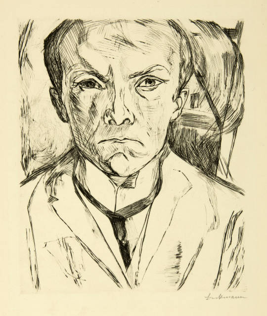 Max Beckmann  : Selbstbildnis von vorn, im Hintergrund  ..., 1918