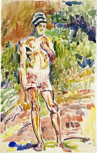 Giovanni Giacometti  : Badender am Cavlocciosee bei Maloja , Um 1918 