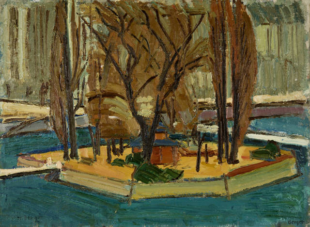 Hans Berger  : L'île Rousseau (recto) - Obstgarten (verso) , 1910