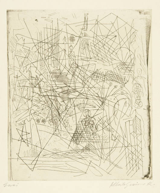 Alberto Giacometti  : Planche d’essai avec tête et figures , Um 1954/1955 