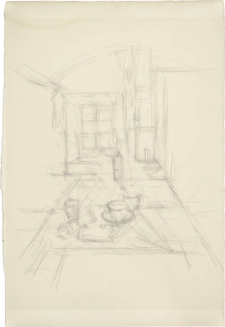 Vergrössern Alberto Giacometti  : La cellina à Stampa (recto) - Intérieur ( ..., Um 1955