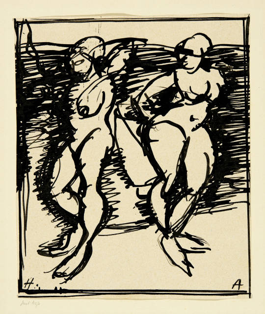 Hans Arp : Zwei stehende Akte am Meer, Circa 1912