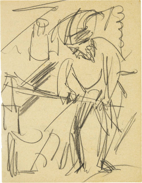 Ernst Ludwig Kirchner : Holzfäller beim Holzspalten, Circa 1920