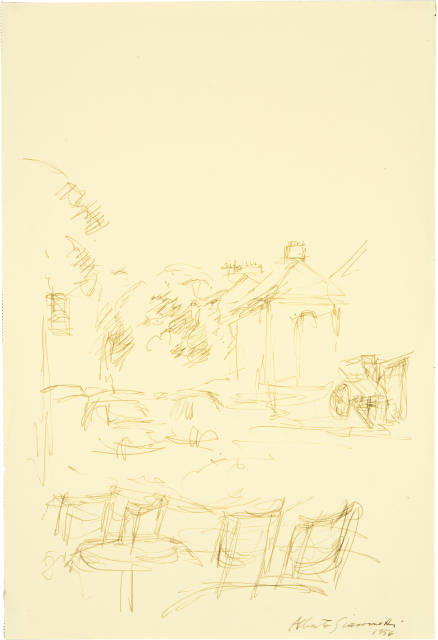 Alberto Giacometti : Vue du carrefour de la rue Didot et d'Alesia, 1956