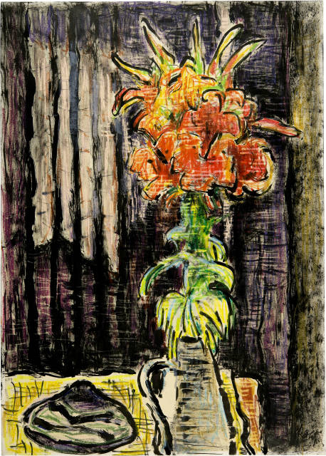 Karl Schmidt-Rottluff  : Feuerlilie in weissem Krug, links  ..., 1965