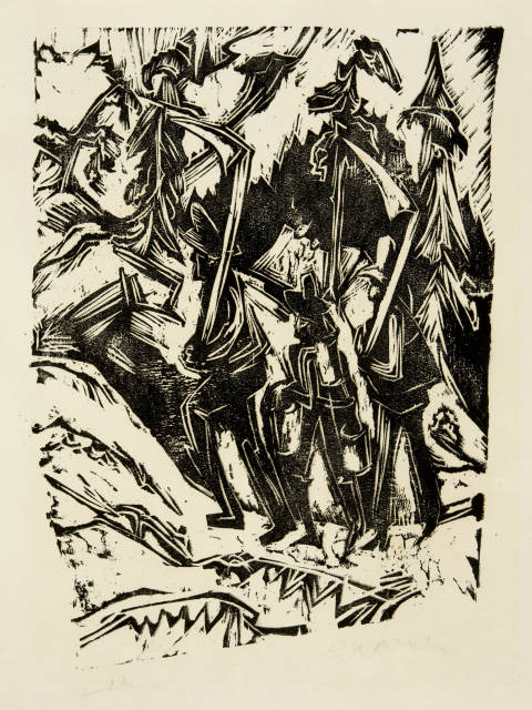 Ernst Ludwig Kirchner  : Schnitter, zu Berg gehend (Aufsteigende Mä ..., 1918
