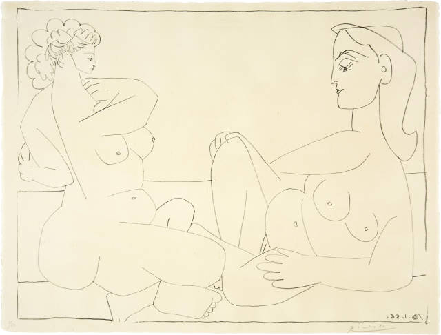 Pablo Picasso : Deux femmes sur la plage, Cannes, 22 January 1956